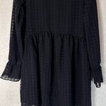 BCBGeneration  Ruffle Sleeve Gingham Black Long Sleeve Babydoll Mini Dress Medium Photo 5