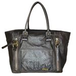 Chloé CHLOE Eclipse Oversized Metallic Grey Tote Shoulder Bag Top Closure Ext Pockets Photo 0