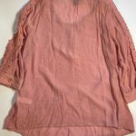 Madison Loose Fit Gauzy‎ 3/4 Sleeve Crochet Floral Pleated Neckline Pink Top S Photo 5