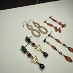 Rhinestone Dangle Drop Pierced Earrings Lot Of 4 Mix Some Bead Beaded Photo 1