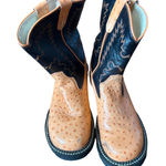 Old West TB1249Y Ostrich Print Leather Cowboy Boots Women's Size 6.5 Photo 0