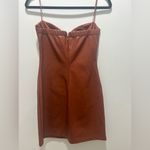 Kirious  Faux Leather Mini Dress Brown Strapless Style Babydoll Y2K Size Medium Photo 1
