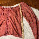 Juniors Pink long sleeve lace up cropped boatneck Long Sleeve top NWT Size L Size L Photo 4