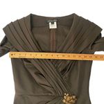 Tadashi Shoji  Womens Sz 4 Jeweled Brown Faux Wrap Taffeta Blouse Back Zip Photo 9