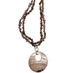 Mother of Pearl and coral double layer statement necklace Pink Photo 1