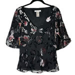 Nine West Vintage Y2K Babydoll Top Velvet Burnout Floral Fairy Grunge Size S Photo 0