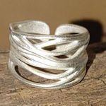 Artisan Sterling Silver 925 Ring Matte Wrap Twist Cuff Band Open Back Adjustable Photo 3
