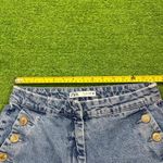 ZARA  Womens Size Large Gold Button Straight Leg Retro 90s Style Jeans High Rise Photo 7