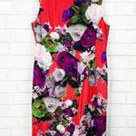 Nanette Lepore  Red Floral Sheath Dress Sz 8 Photo 0