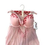 Jessica Simpson NEW Women’s SM Pink Heart 2 Piece Babydoll Sheer Lingerie Set Photo 1