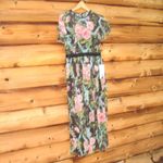 Mac Duggal  9149 Womens Floral Illusion Cap Sleeve Midi Dress Photo 5