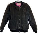 Liz Claiborne Vintage‎  Women's Velour Retro Bomber Jacket Brown Snap Front M Photo 0