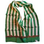 VTG CLUB 7 ECHO Green Striped Silk Scarf 52"x10" Rectangle Photo 0