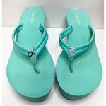 Calvin Klein  Aqua Blue Wedge Flip Flops Sandals Size 11 Photo 1
