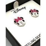 Disney NEW-Sterling Silver Crystal Minnie Mouse Stud Earrings Photo 2