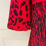 Ali Miles Red Black Print Asymmetrical Long Sleeve Cowl Neck Tunic Blouse Sz XL Photo 5