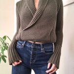 American Eagle Outfitters AE Soft Chunky Knit Wrap Sweater Green Photo 0