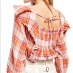 We The Free Free People Plaid Ruffle Top Long Sleeve Size L NWT $118.00 Photo 13
