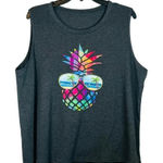 Tropical Pineapple Beach Sunglasses Tank Top Gray‎ Colorful Women Plus Size 2XL Gray Photo 0