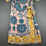 Maeve by Anthropologie Resort Wrap Dress Size 14 Floral Print Square Neck Tie Pink Photo 6