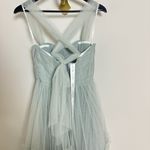 DESSY COLLECTION Tiered Tulle Evening Dress in Willow Size US 2 Blue Photo 6