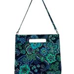 Vera Bradley Crossbody Tote Bag Rhapsody Blue Green Quilted Floral Paisley 70s Photo 0