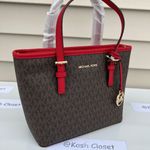 Michael Kors JST Extra-Small Top-Zip Tote Bag -Flame/Brown Photo 1