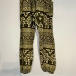 The Elephant Pant Bohemian Jogger Print Pants Green Gold Cream Size Medium Photo 4