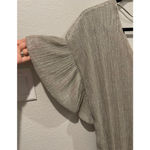 Anthropologie VANESSA VIRGINIA Silver Metallic Butterfly Short Sleeve Blouse Photo 2