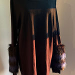 Alfani Black and Brown Sweatshirt with Faux Fur Cuffs Size 2X Photo 0