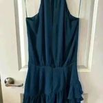 Krisa NWT  Halter Asymmetrical Ruffle Mini Dress Teal Green Size Small Photo 3