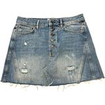 Free People  We‎ The Free Breezy A Line Denim Button-fly Mini Skirt Boho Chic 28 Photo 3