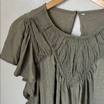 Anthropologie  olive green ruffled swing tee shirt Photo 2