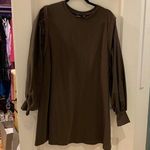 ASOS Olive Green Dress with Puff Sleeves Photo 0
