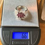 Natural Rhodolite Garnet Sterling Silver Cocktail Ring Size 6 Photo 6