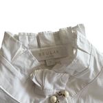 Beulah White Pleated Puffy Blouson Sleeve Cotton High Neck Blouse Size Small Photo 3