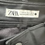 ZARA Blogger Fave Black Faux Leather High Rise Wide Leg Cropped Marine Pants 6 Photo 4
