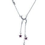 Moon and Stars necklace with rhinestones silver alloy pretty boho gift valentine Photo 1