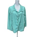 Quacker Factory Green Blazer Jacket 2XL Cotton Blend Long Sleeve Women's Top Green Size XXL Photo 2