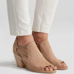 Eileen Fisher  Nikki Peep Toe Block Heel Booties Tan Genuine Leather Size 6.5 Photo 0