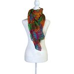 VTG Floral Print Large Rectangle Wrap Scarf 72x42 Semi Sheer Boho Shawl Colorful Pink Photo 1