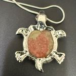 Unakite Jasper Gemstone Turtle Pendant on 18K GP Silver 18” Necklace 15g. Green Photo 5