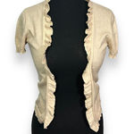 J.Crew Cashmere Blend Ruffle Trim Short Sleeve Cardigan Sweater Womens XS Cream Photo 0