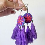 Handmade Big Purple Tassel Fringe Earrings  Photo 1