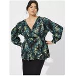 Torrid NWT  Green Satin Surplice Tie Open V‎ Back Long Sleeve Blouse Size 3X Photo 2