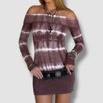 frankie's bikinis Tie Dye Off-The-Shoulder Long Sleeve Cinzia Mini Dress Sz XS Photo 0