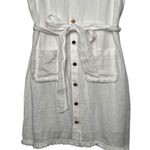 J.Crew New  Shirt Dress Womens XL Linen Raw Hem Belted Knee Length White BY817 Photo 5