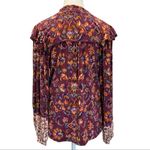 Democracy Blouson Sleeve Ruffle Shoulder VNeck Print Knit Top Size Medium Bold Photo 6