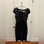 Dress the Population NWT Jaleah Black Sequin V-Neck Bodycon Midi Dress Size L Photo 5