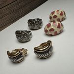 2 Two Tone / 1 Pink & Cream Enamel Clip On Earrings Lot Of 3 Photo 1